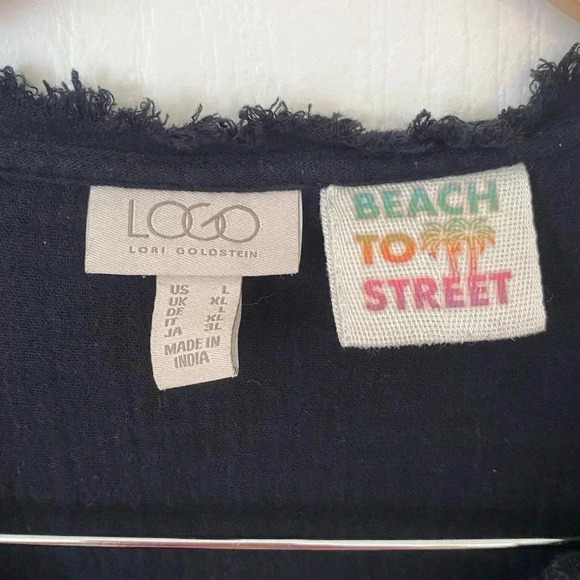 Logo Lori Goldstein Womens Beach To Street Black Blouse - Picture 6 of 7
